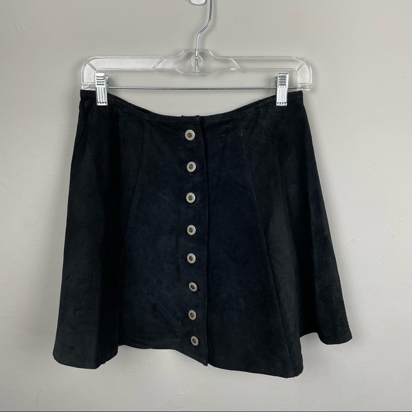 Vintage 80's Clean Lines Classics Black Leather Vest Skirt Set Size Large - Picture 4 of 13